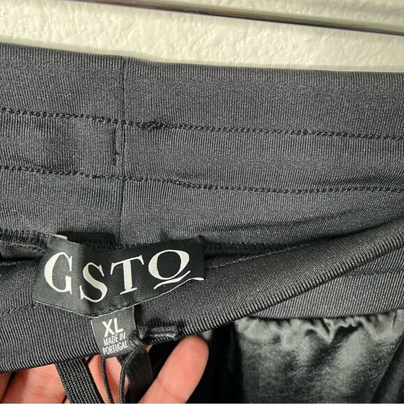 NWT GSTQ Black Satin Jogger Cargo Pants Womens Size XL - Picture 6 of 9